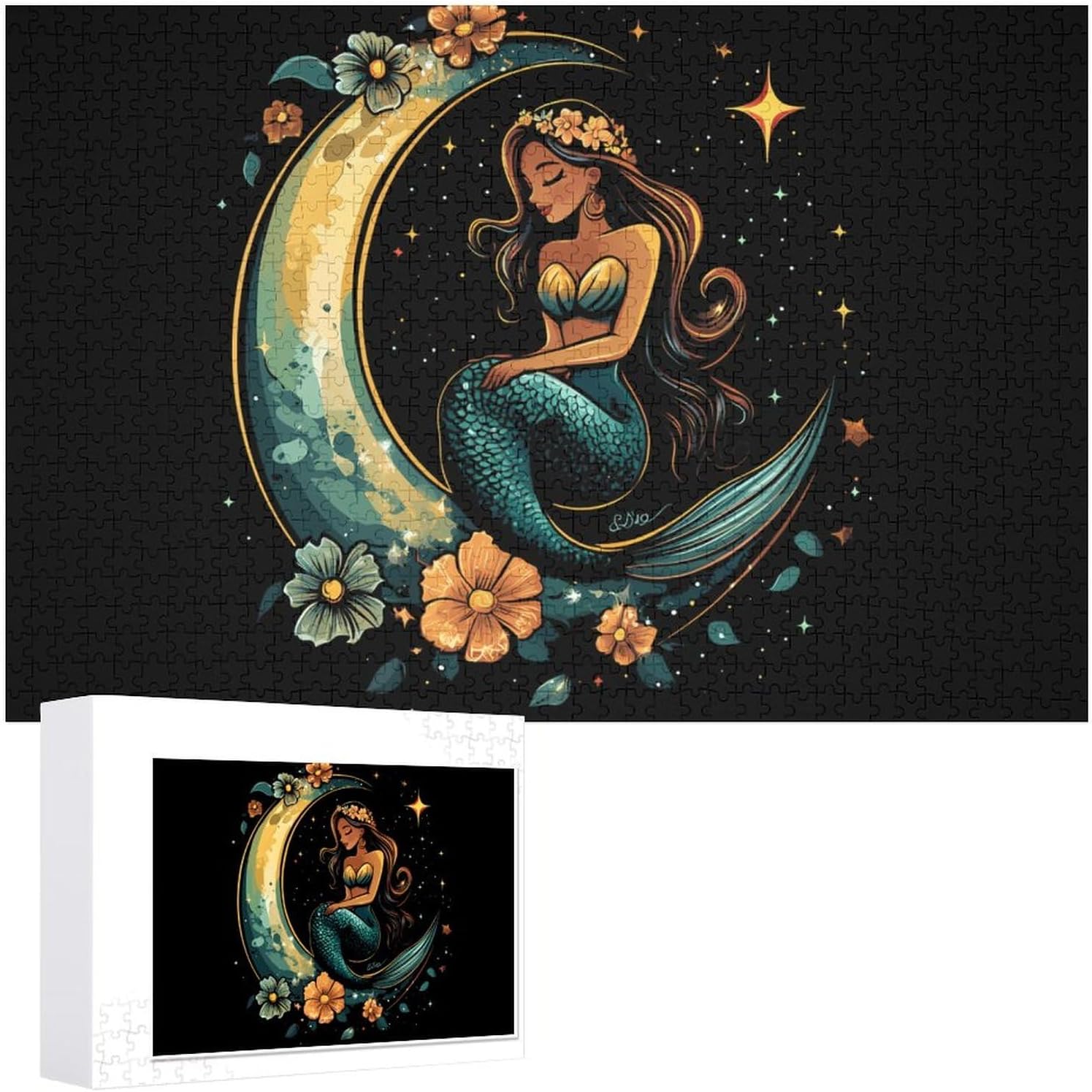 Mermaid Wood Puzzle Challenging Jigsaw Puzzles for Women Men
