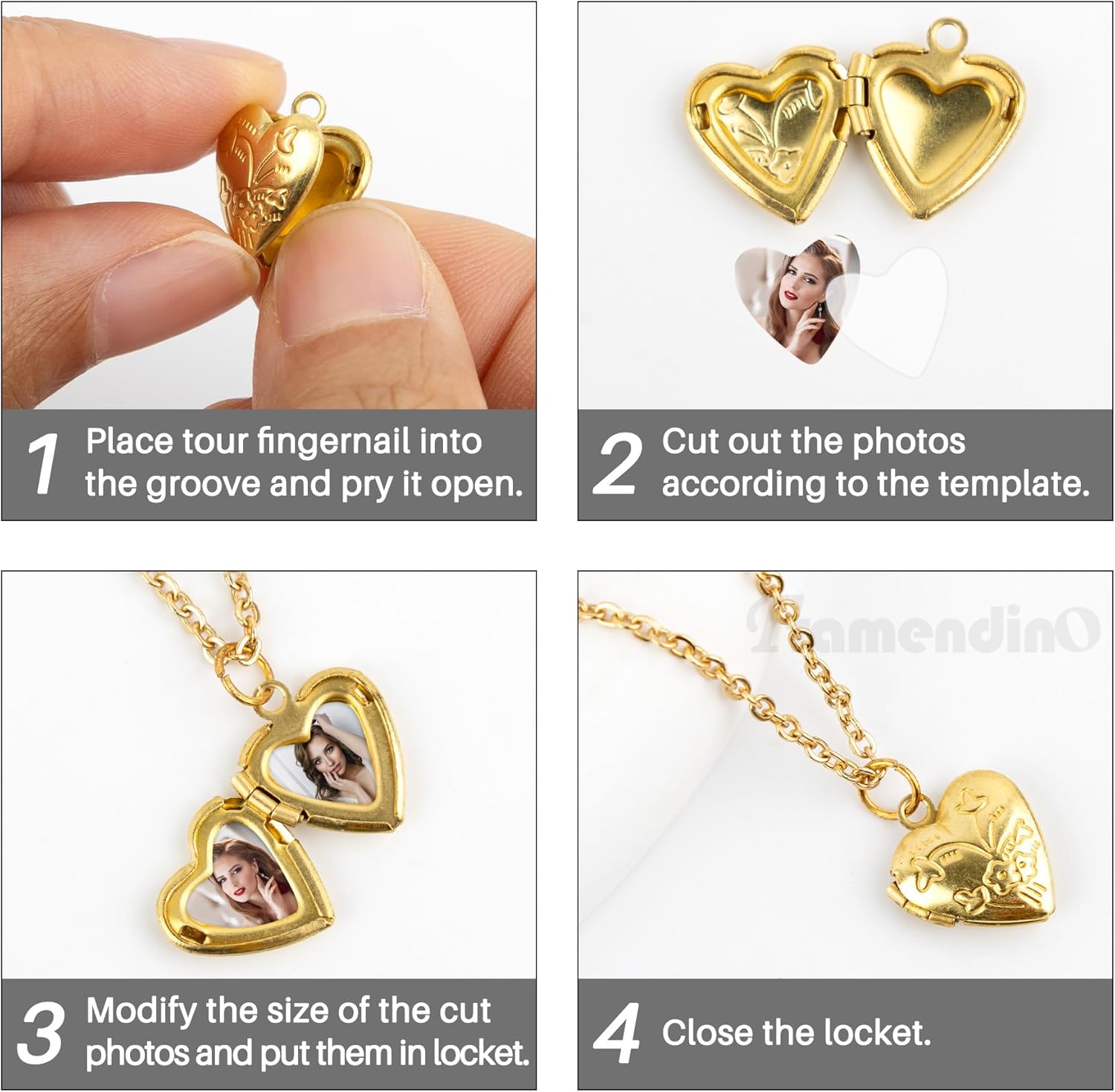 Framendino, 20 Pack Gold Heart Photo Frame Charms Locket Pendants Memory Pendant for DIY Necklace Bracelet Jewelry Making - Image 4