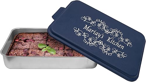 JDS Molde de aluminio personalizado para tartas con tapa grabado con monograma de texto con nombre personalizado, boda, compromiso, aniversario,