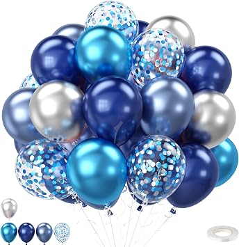 Blue and Silver Balloons Pearl Navy Blue Balloon Metallic Blue for Birthday
