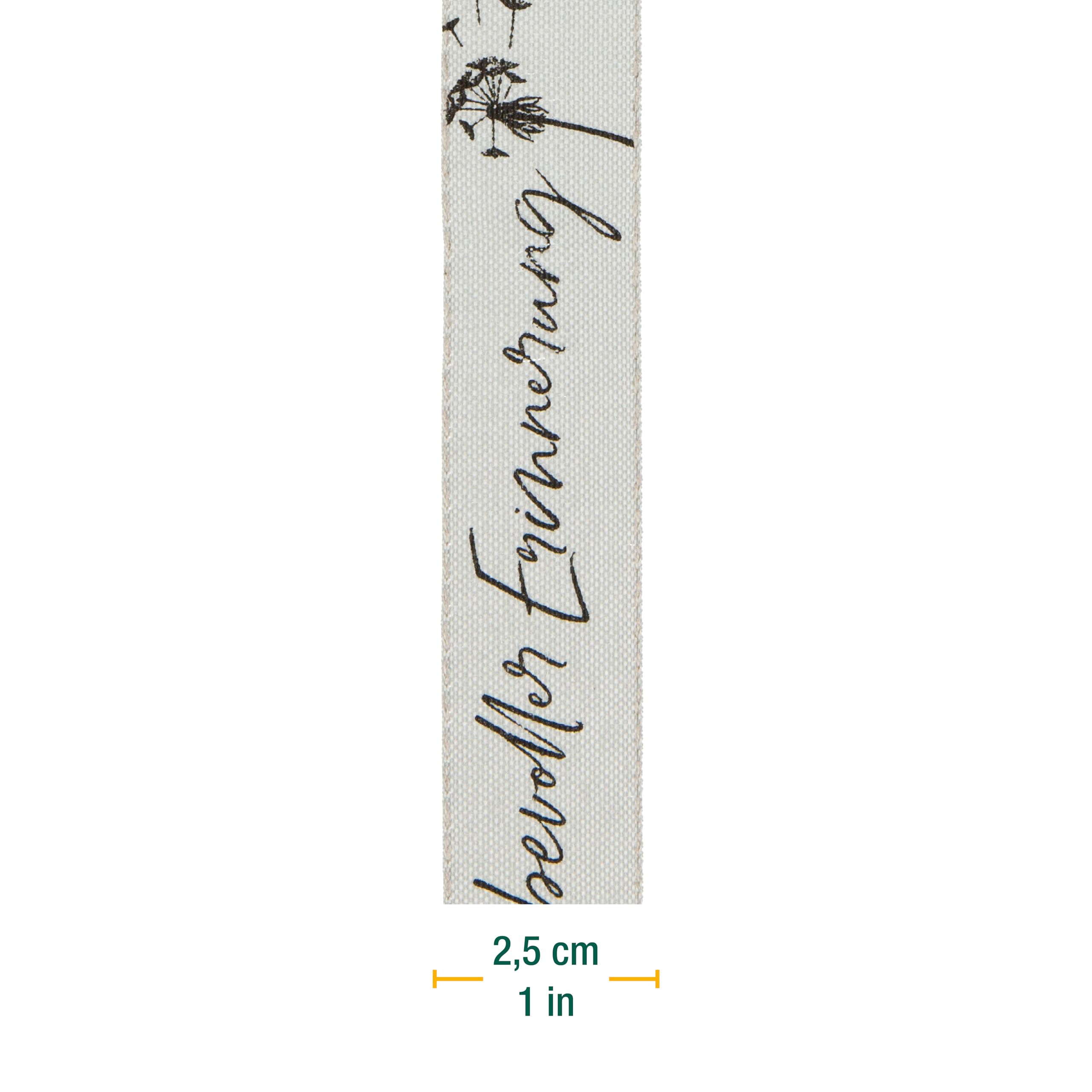 Halbach Seidenbänder Rouwflor | 25 Mm X 18 M | Elegant Funeral Band For Commemorative Events And For Wrapping Mourning Gifts | Colour: Linen/black