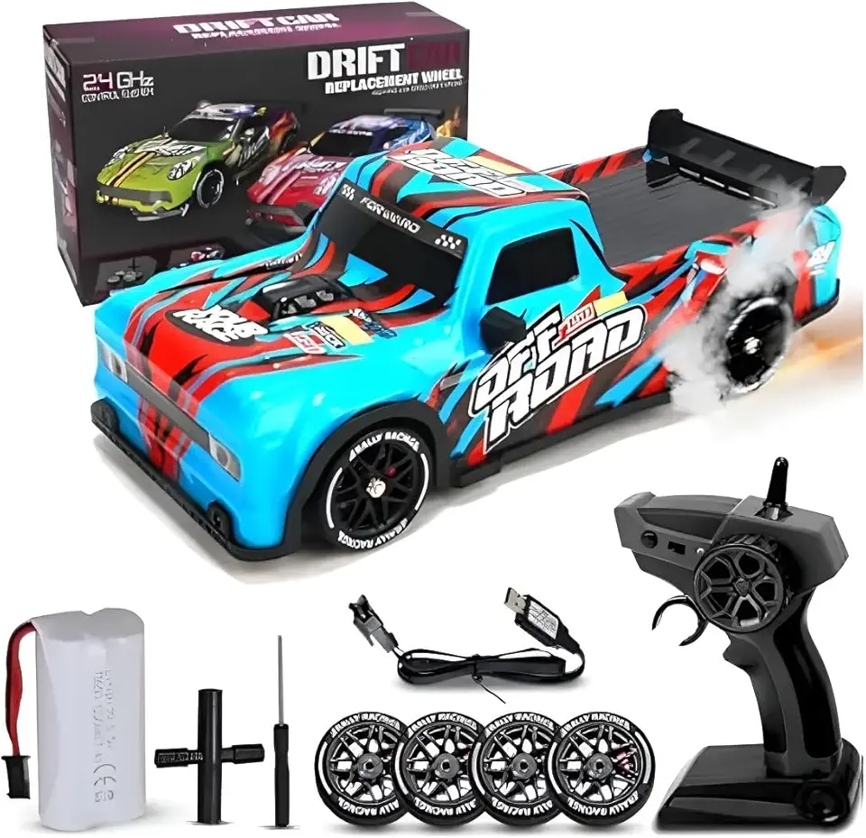 Carrinho de Controle Remoto Porche Caminhonete com LED, Carro com Pneus de Borracha, Função Drift (CAMINHONETE AZUL)