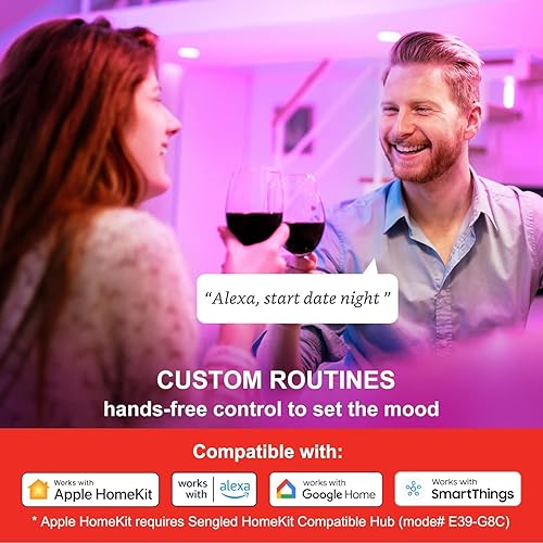 Vista 46 de Sengled Zigbee - Bombilla inteligente, funciona con SmartThings y Echo con hub integrado, control de voz con Alexa y Google Home, requiere blanco