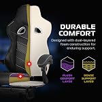 RESPAWN 110 Bonded Leather Gaming Chair with Lumbar Support, Padded Arms, Recline/Tilt Tension Controls, 275lb Max Weight, with Wheels for Computer/Desk/Office, Gray, Grey