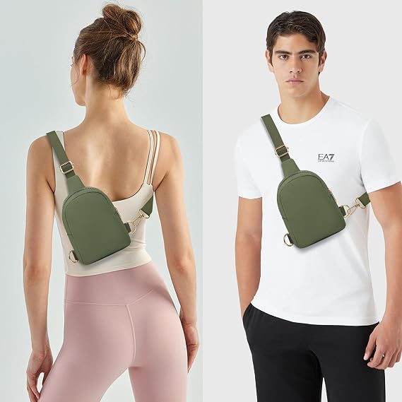 Crossbody Sling Bag For Men & Women - Lightweight, Water-Repellent Chest Bag With Two Zippers