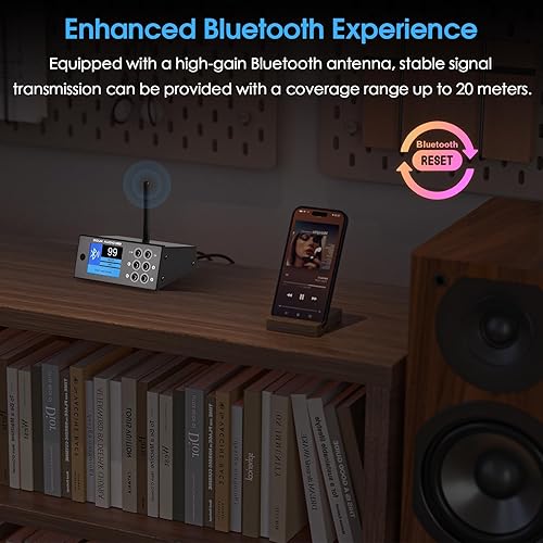 Miniatura 3 de Douk Audio B1FM Bluetooth 5.1 Receptor DAC, reproductor de música estéreo de alta fidelidad con LDAC y aptX HD, radio FM premium, salidas digitales