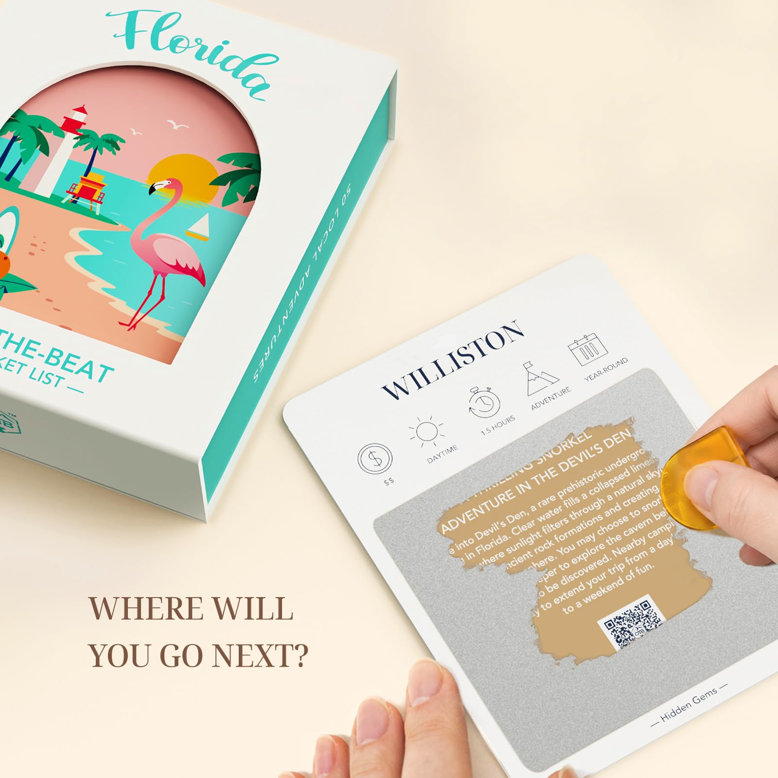 Florida Adventure Bucket List Cards, 50 carte da grattare per Stato | Gemme nascoste locali uniche, 2026 Schede elenco secchio fuori dal ritmo, Regali della Florida per coppie e famiglie