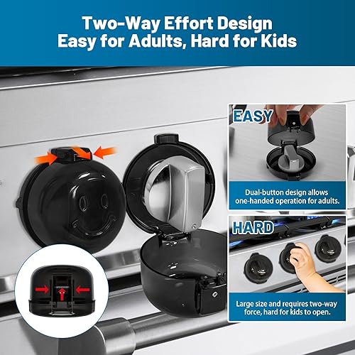 Miniatura 2 de Paquete de 5 fundas para pomos de horno para seguridad infantil, fundas de seguridad negras para pomos de estufa y cerraduras de estufa de gas,