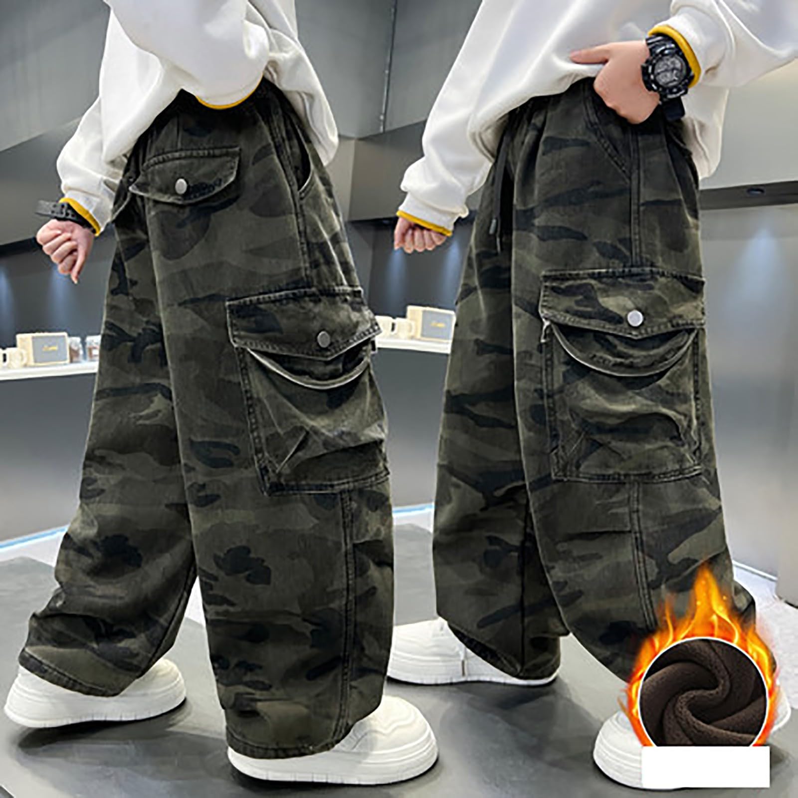 Pantalones cargo para niños, cintura elástica, pantalones deportivos de camuflaje para niños, informales, elegantes, para la escuela, correr, combate, al aire libre
