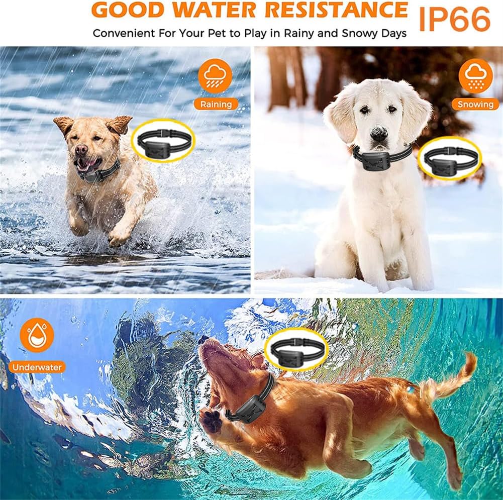 Wireless Dog Fence Electric Training Collar 2-in-1, Waterproof Collar Receiver, Adjustable Vibration & Shock, Electric Pet Fence for Stubborn Dogs, Pet Boundary Containment System,for2dogs