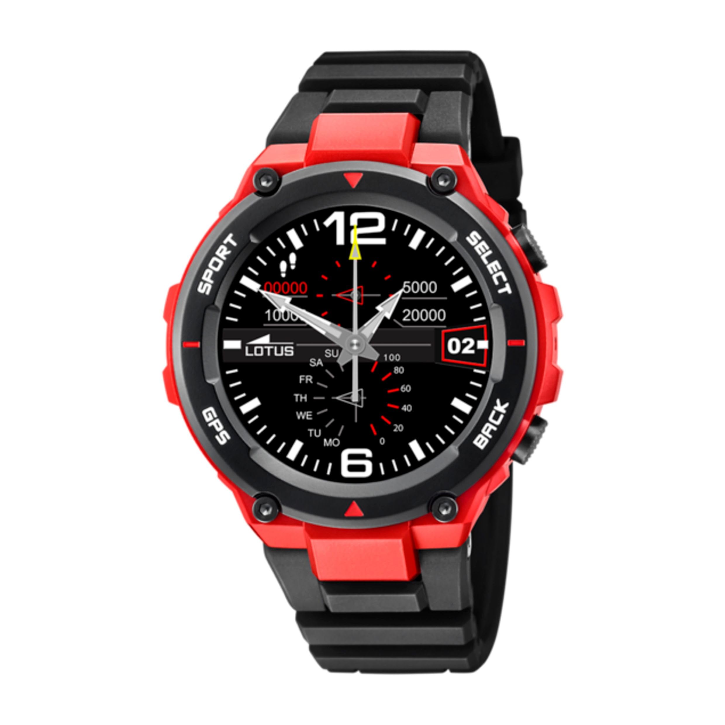 LOTUS Orologio Intelligente Uomo - Smartwatch Gomma Nera Militare - Impermeabile IP65 50024/​1 - GPS, Controllo Musica, Contapassi e Calorie, Multi Sport, Frequenza Cardiaca e Pressione