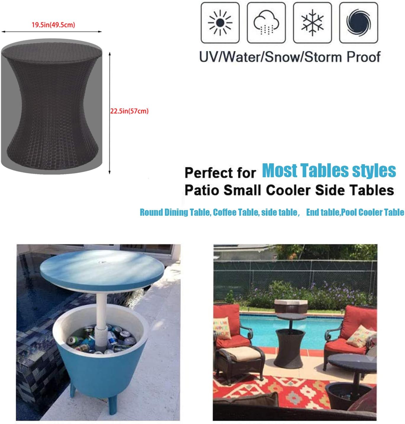 Iptienda Outdoor Table Cover Round, Garden Table Cover Waterproof with Bottom Drawstring - Image 5