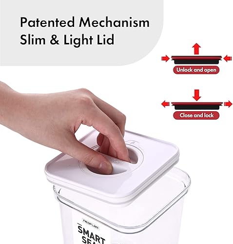 Miniatura 4 de Neoflam Smart Seal - Juego de 4 recipientes herméticos rectangulares extra grandes y herméticos de plástico transparente para almacenamiento de