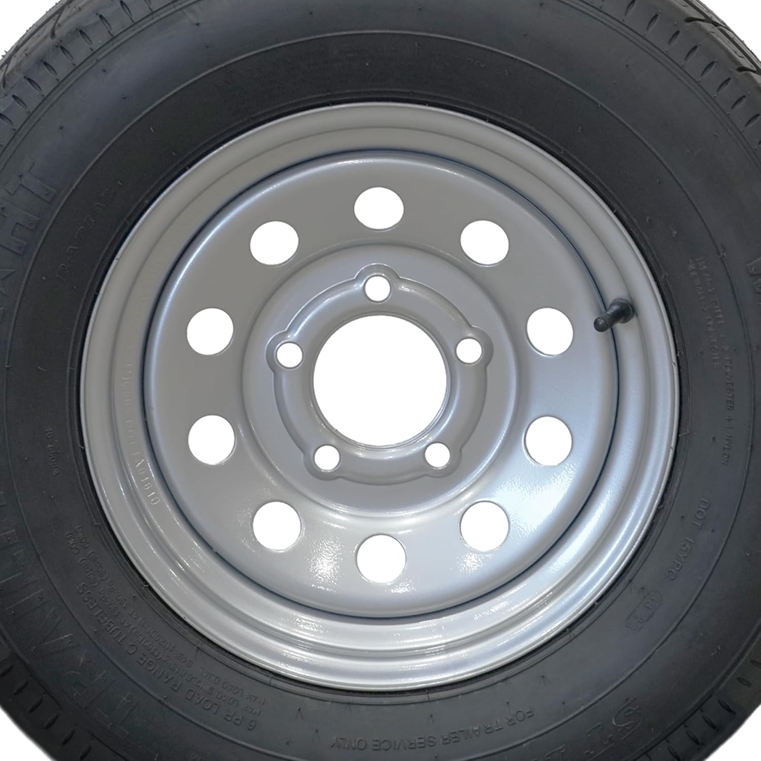 Trailquest 175/80R13 Radial Trailer Tire and Wheel Assembly - Load Range C (6 Ply) - 5 Lug 5x4.5 Bolt Pattern - Mounted - For RV, Utility and Boat Trailers