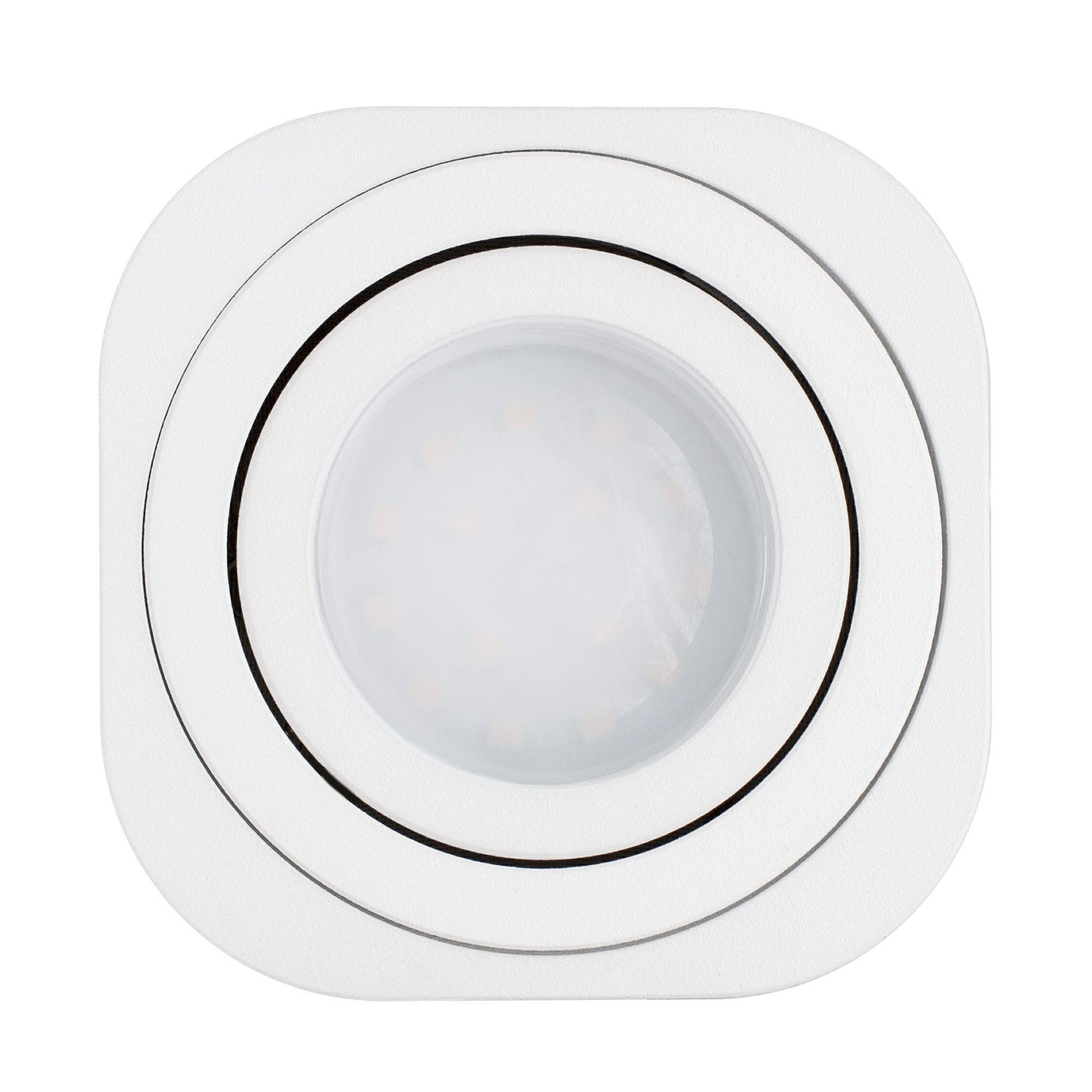SSC-LUXon TEARA - Juego de 4 focos empotrables LED blancos, planos, orientables, regulables, 5 W, blanco cálido, 230 V