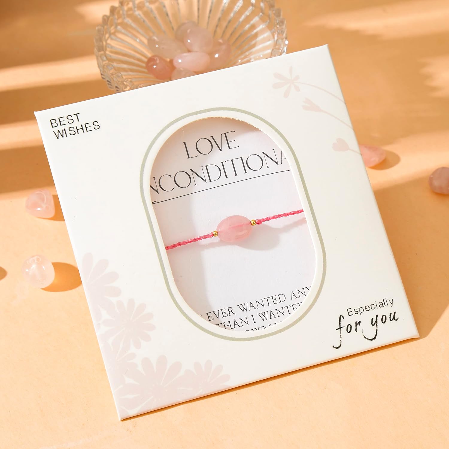 RareLove Miscarriage Rose Quartz Healing Bracelets for Women,Adjustable Born Into Heaven Pink Beaded Strand Bracelets Healing Crystals,Remembrance Sympathy Gift,Inspirational Motivational Jewelry - Image 4