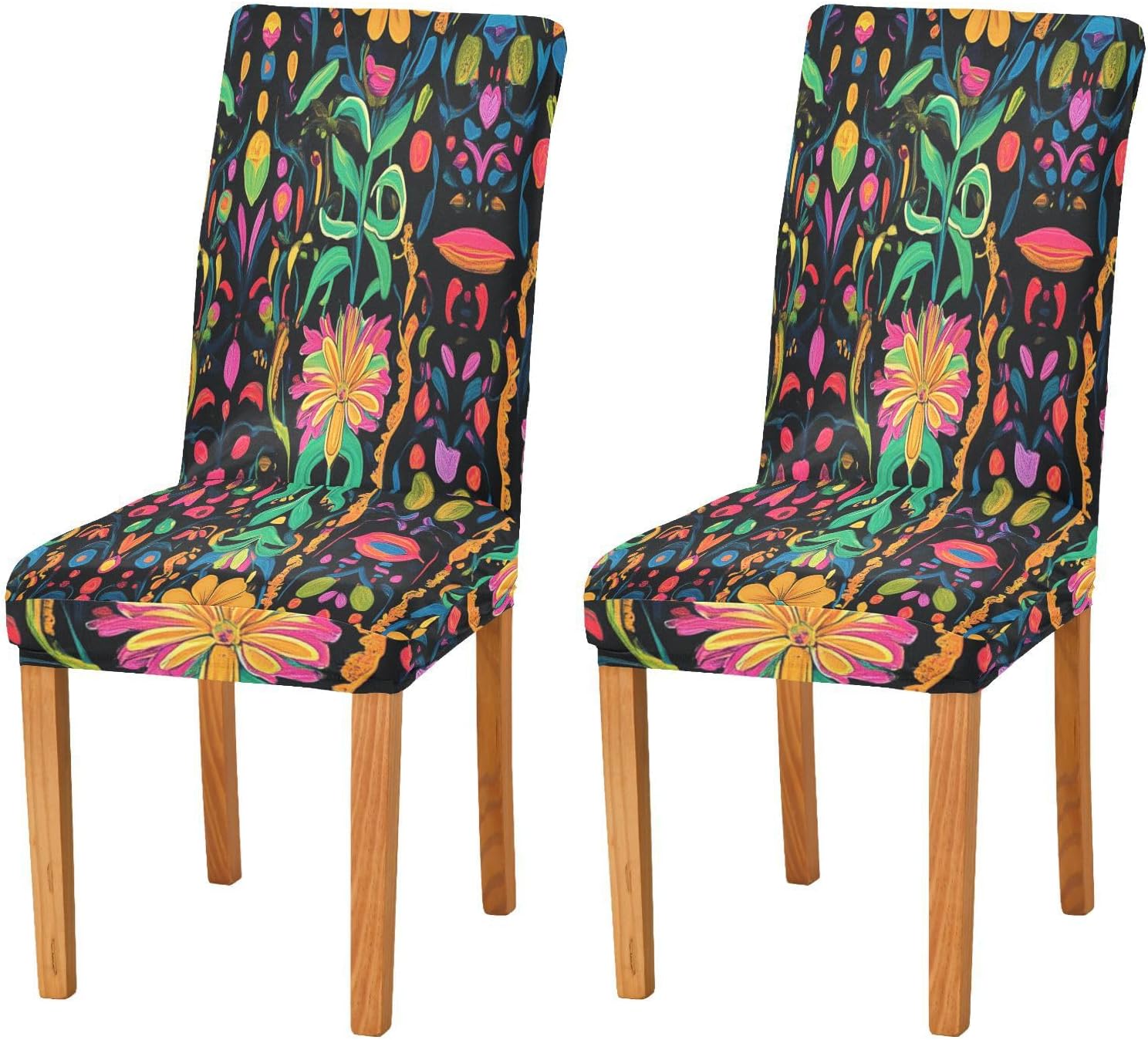 ALAZA Chair Covers for Dining Room, Tribal Ornament Flower Stretch Chair Cover Sets Chair Protector Removable Washable for Ktichen Restaurant Hotel