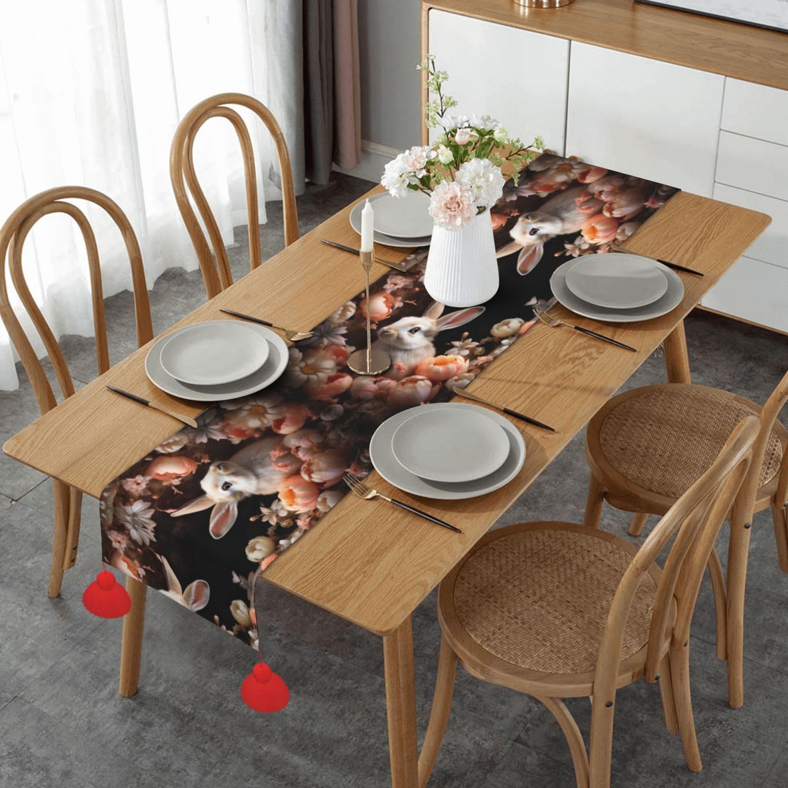 Chemin de table imprimé floral animal nappe longue de mariage
