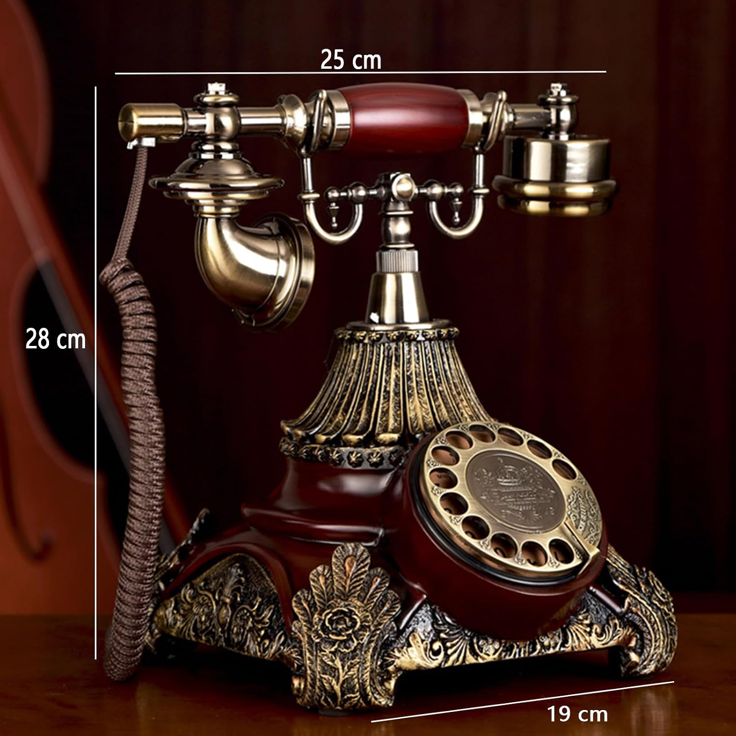 Vintage Rotary Landline Phone, Retro Corded Phone, Old Fashioned Classic Phone, Antique Decorative Telephones for Home Office Decor