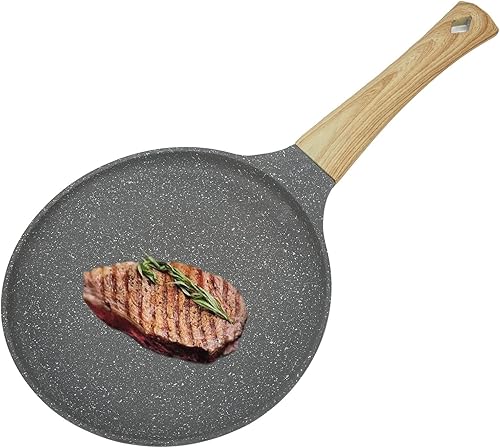Sartén antiadherente para panqueques, parte inferior plana, incluso con barra de calefacción, sin encimera, utensilios de cocina con asa para cocina