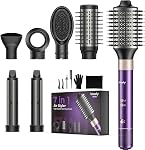 Vincofy 7 in 1 Blow Dryer Brush Set - Hot Air Styler for Fast Drying, Curling, Straightening & Volumizing – Ionic Hair Dryer Brush with 1500W Power - No Heat Damage for All Hair Types-Purple