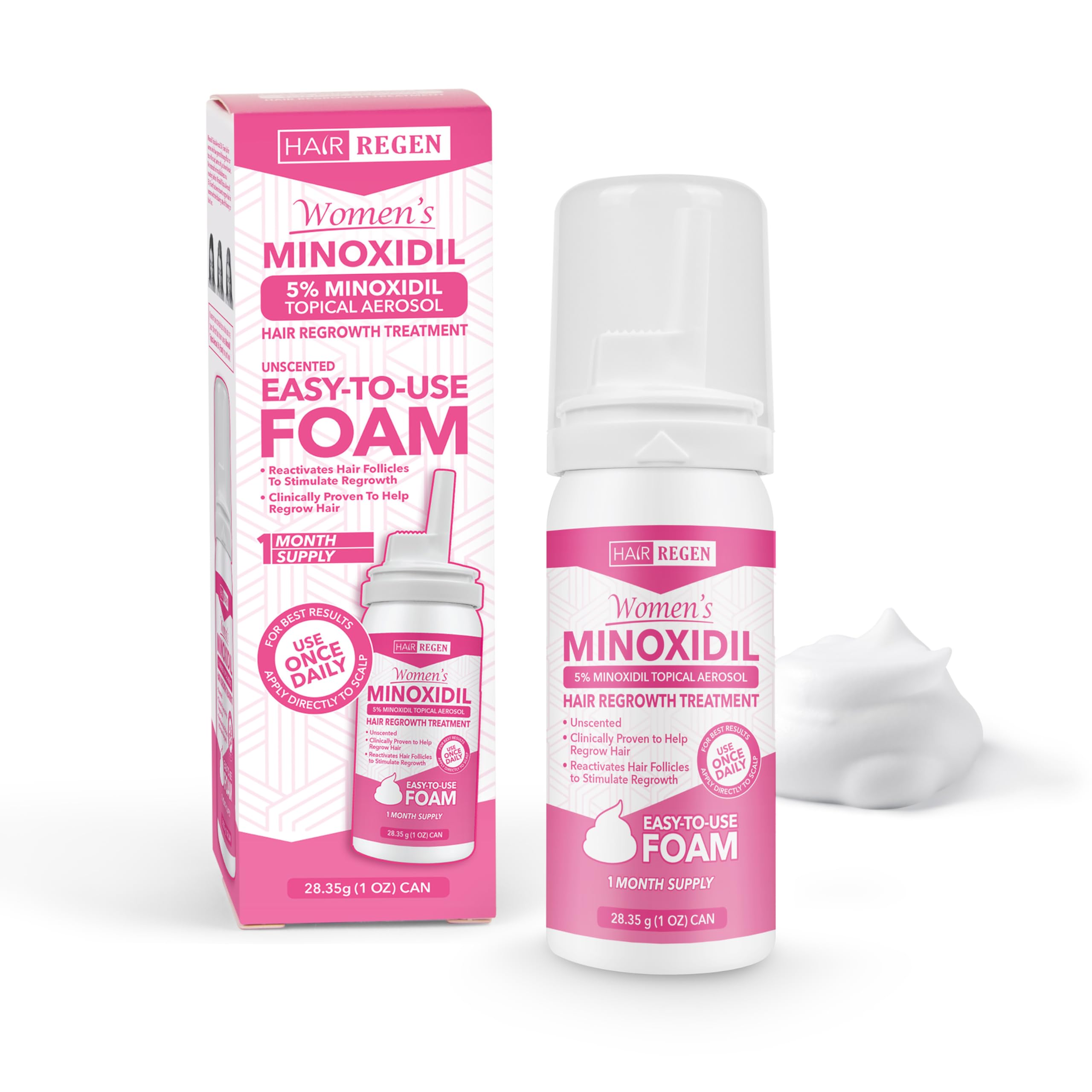 Minoxidil Foam for Women 5 Percent - Womens Hair Growth Treatment for Her - Topical Foaming Minoxidil for