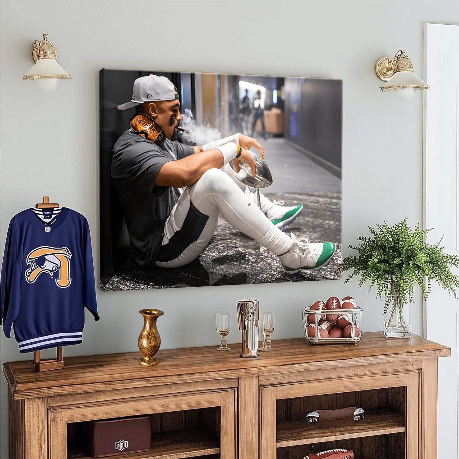 B.B.F MAKE 2025 Super Canvas Bowl Wall Art Champions Eagles Poster Print Philadelphia Hurts Painting Canvas Wall Decor Sports Stars Picture Modern Bedroom Living Room Home Decoration, Framed 11x14inch - Image 3