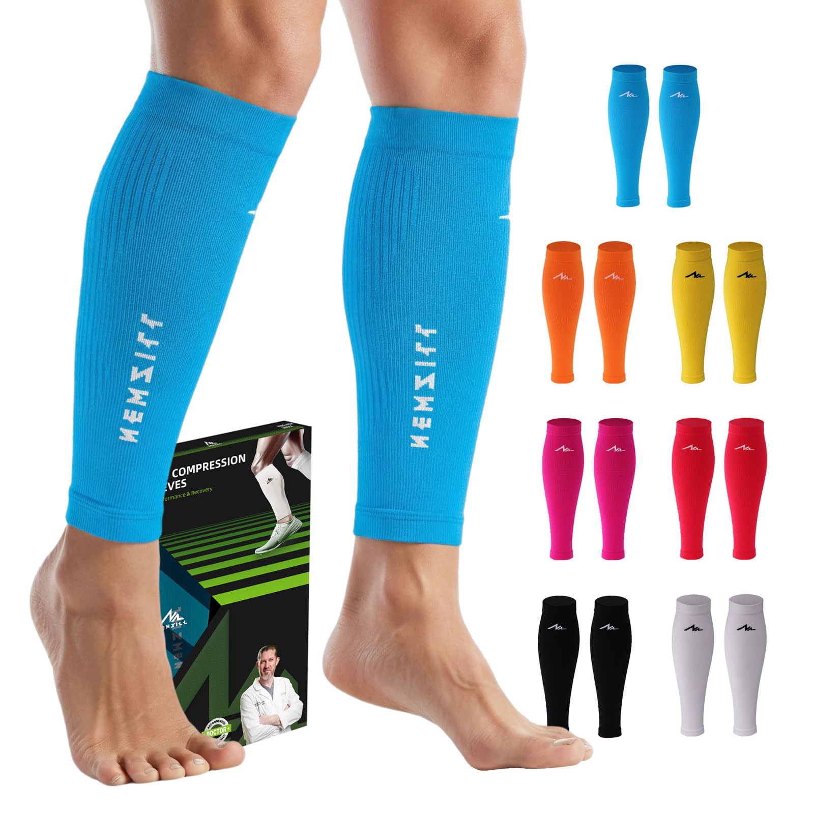 NEWZILL Compression Calf Sleeves (20-30mmHg) for Men &amp; Women Perfect Option to Compression Socks for Running Travel Nursing