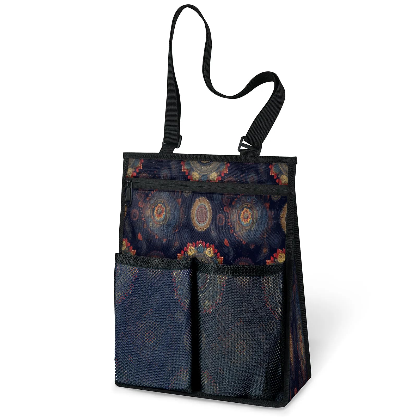 Ourtheme Indian Mandala Flower Portable Shower Bag for Travel Gym Camp Beach Tote Shower Caddy Bags Hanging Toiletry