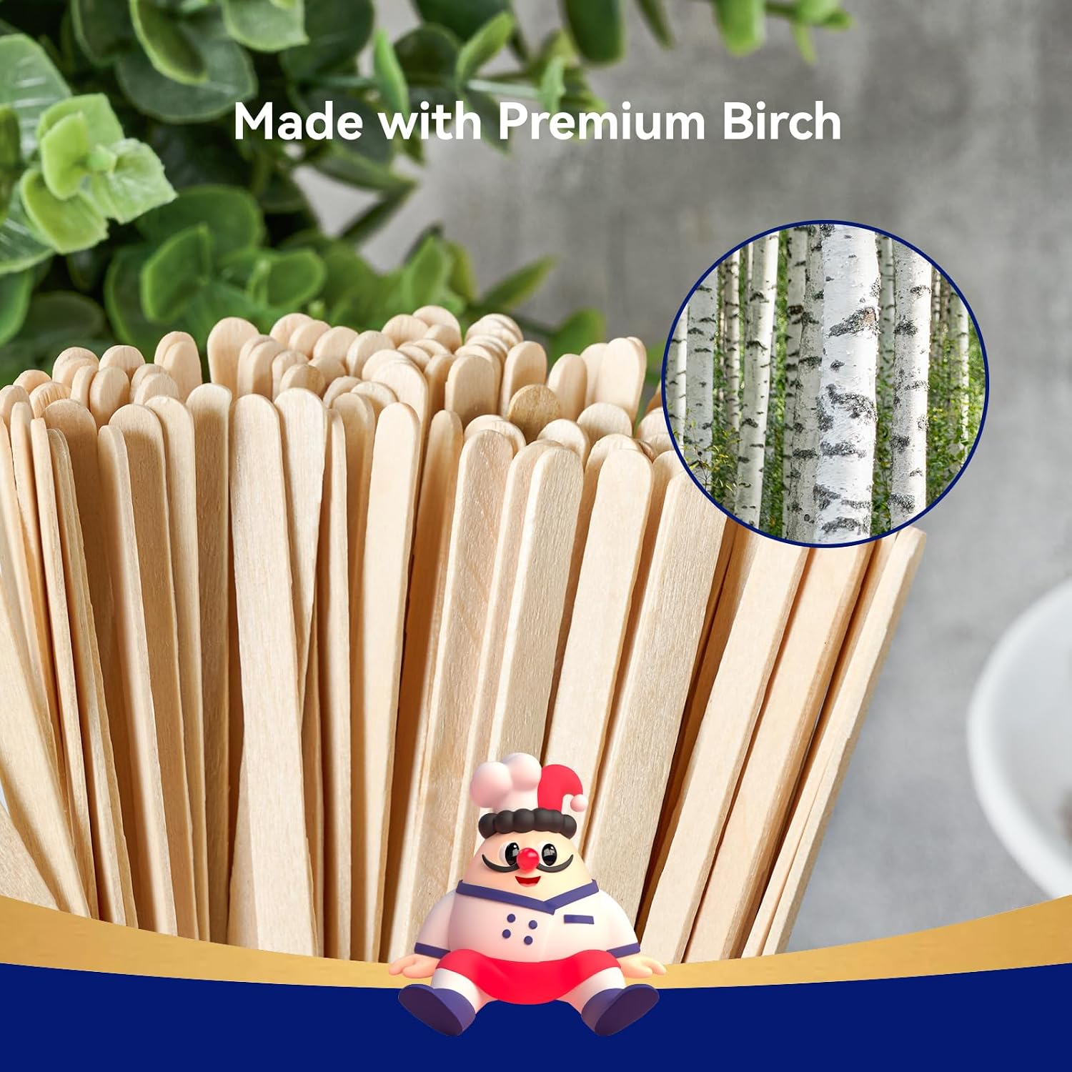 JOLLY CHEF 1000 Count Wooden Coffee Stirrers 5.5 inch image 4