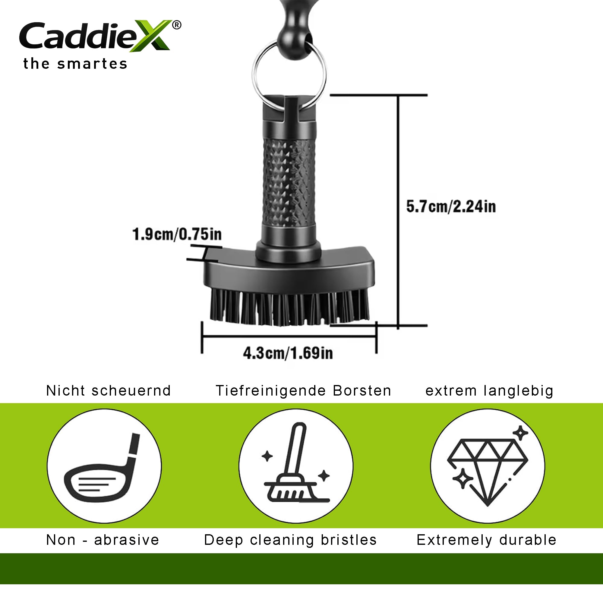 Cepillo de golf inteligente CaddieMag imán extraíble cerdas de nailon ligero