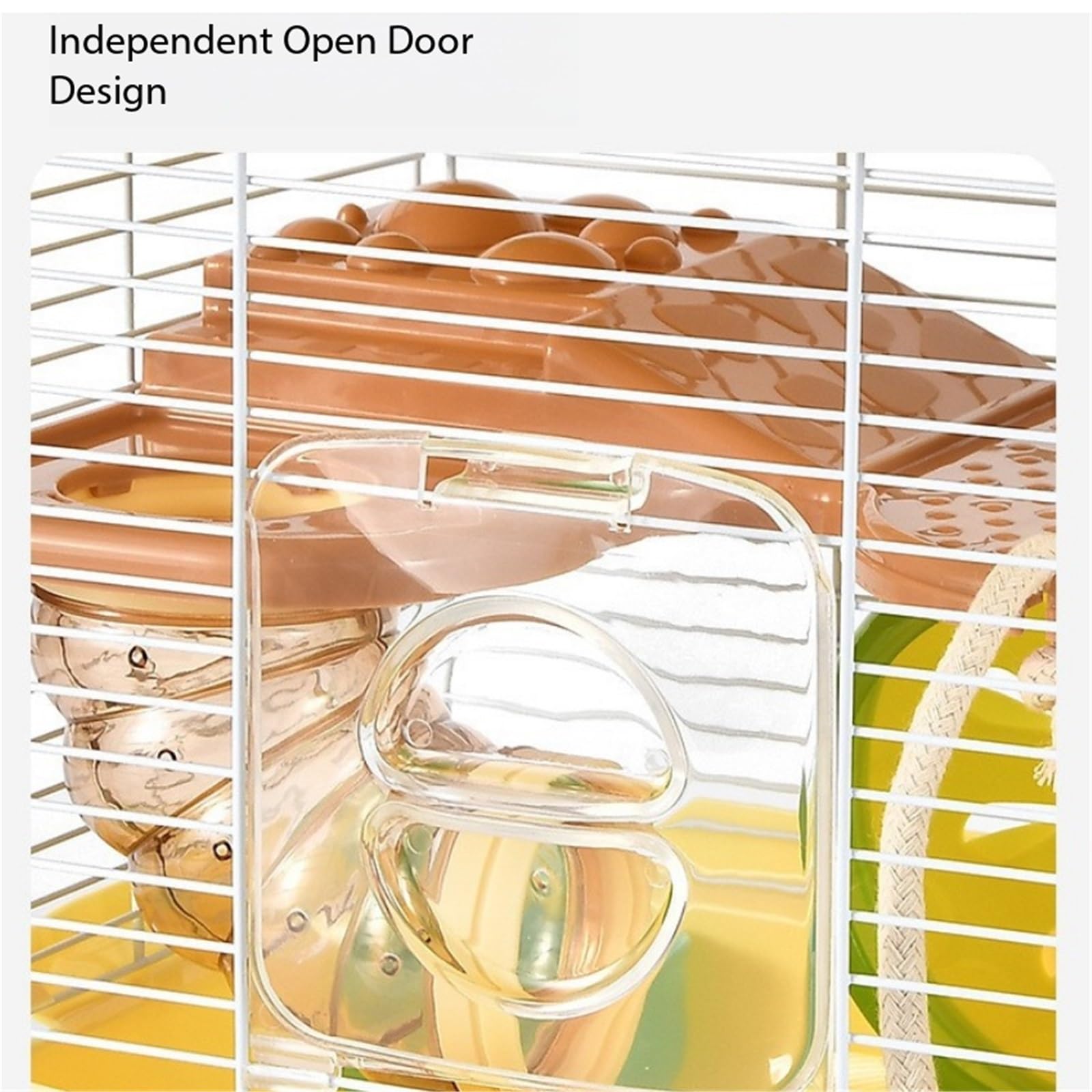 Cage à Hamsters Cage à Hamster ajourée Double Couche, Petite Villa Portable et Pratique(Yellow)