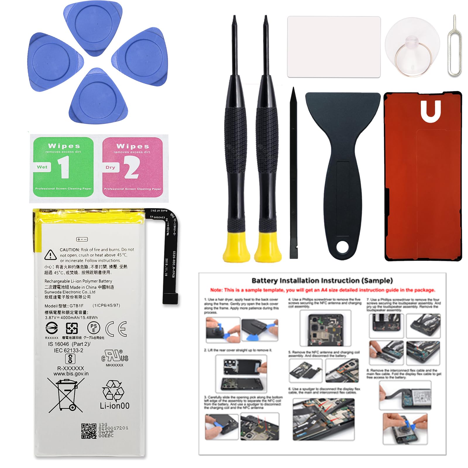 GOOGLE PIXEL 6 Pro 5003mAh Capacity Battery Replacement With Tool Kit