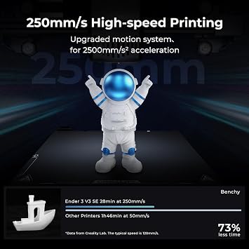 Creality Ender 3 V3 SE F 3D Printer, 250mm/s Faster Print Speed CR Touch Auto Leveling Sprite Direct Extruder Dual Z-Axis Auto Filament Loading Upgraded Ender 3D Printer Print Size 8.66x8.66x9.84 inch