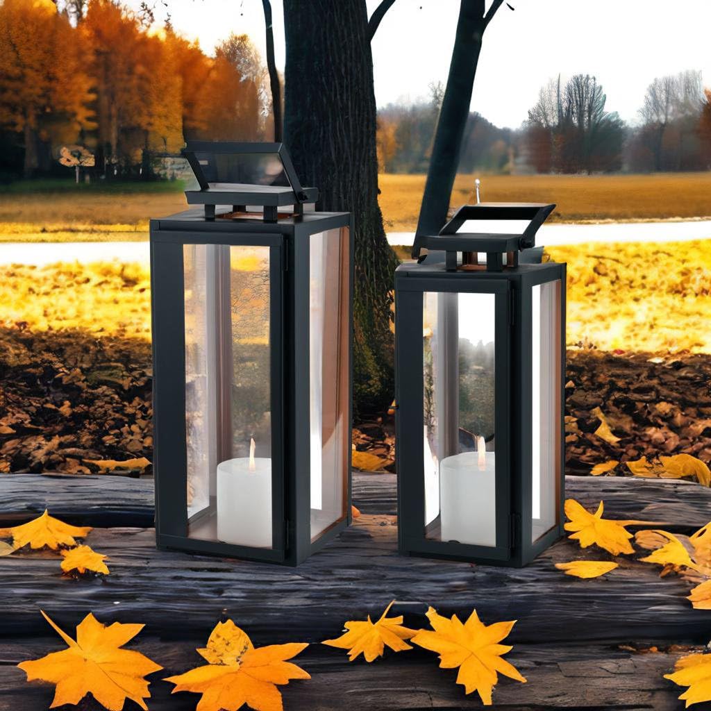 2er Set Gartenlaterne Nossa Windlicht modern skandinavisch 38 cm Deko