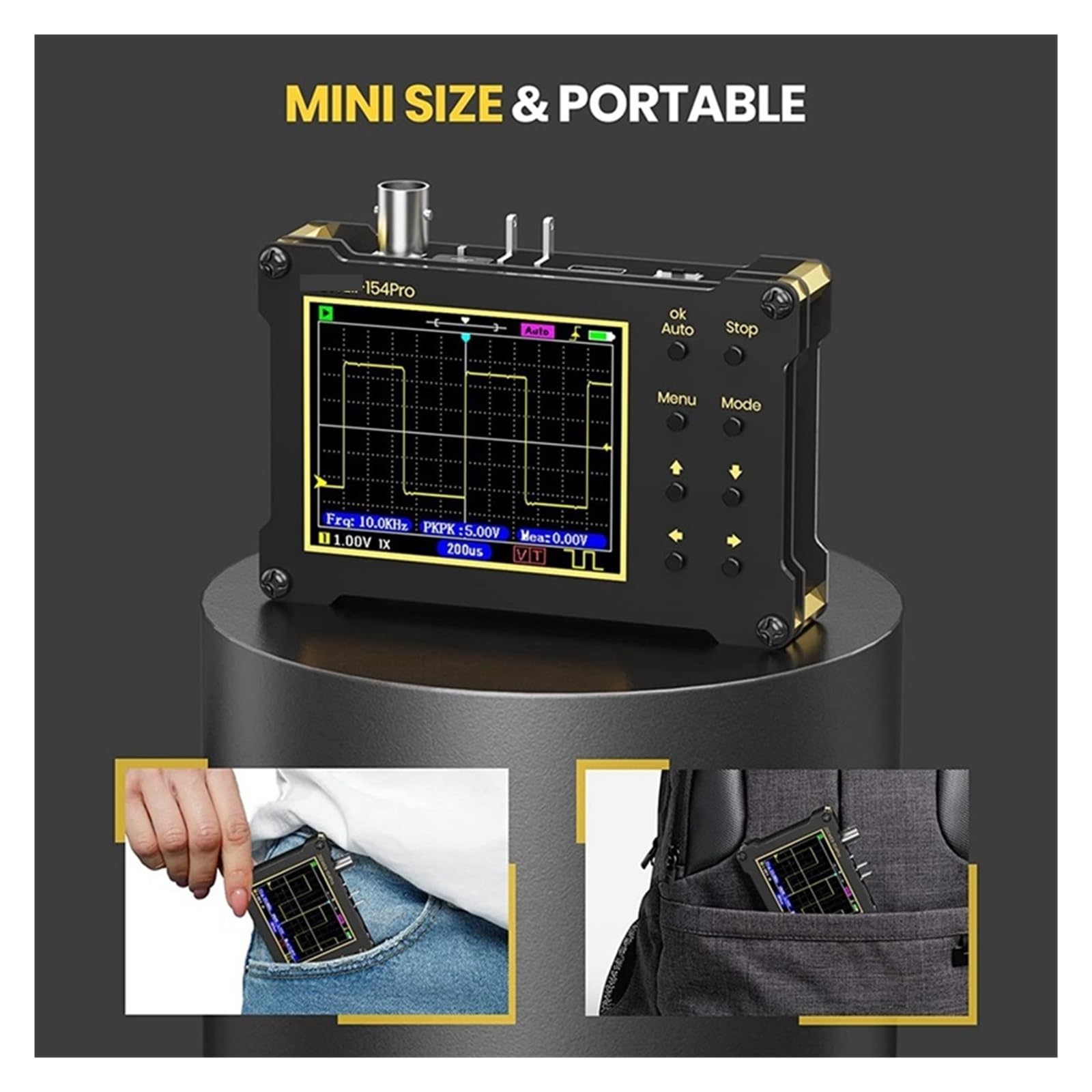 Osciloscopio Digital Osciloscopio Digital portátil de 18 MHz, 40 MSa/s con 14 Tipos Medidas automáticas