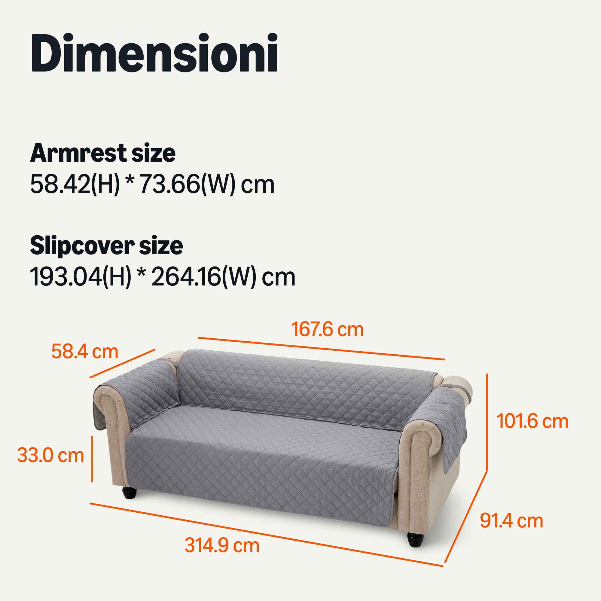 Amazon Basics Copridivano Impermeabile 3 Posti, Protezione Reversibile Lavabile per Divano, Grigio/Grigio Chiaro