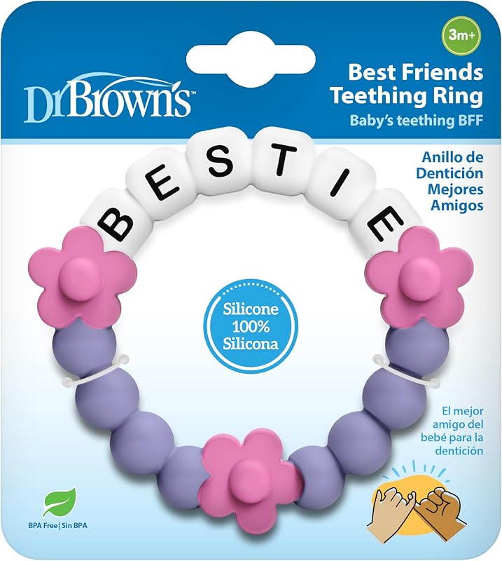Best Friends Mordedor, Juguete Mordedor Masajeador 100% Silicona, Rosa y Morado, Sin BPA, 3m+