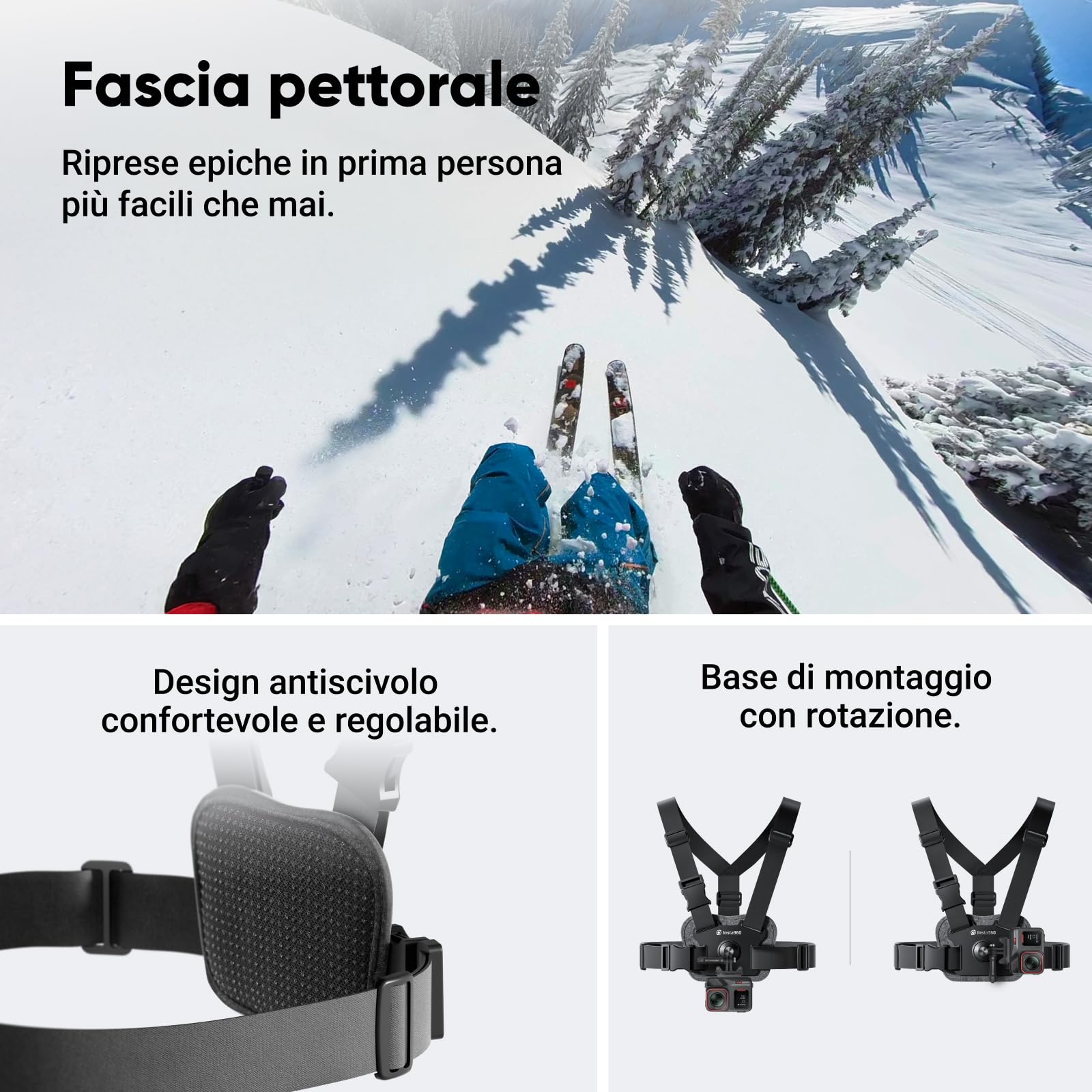 Insta360 Ace Pro 2 Pack Sci - Action Cam Impermeabile in 8K co-ingegnerizzata con Leica, sensore 1/1.3", doppio chip IA, superba in bassa luce, audio superiore.