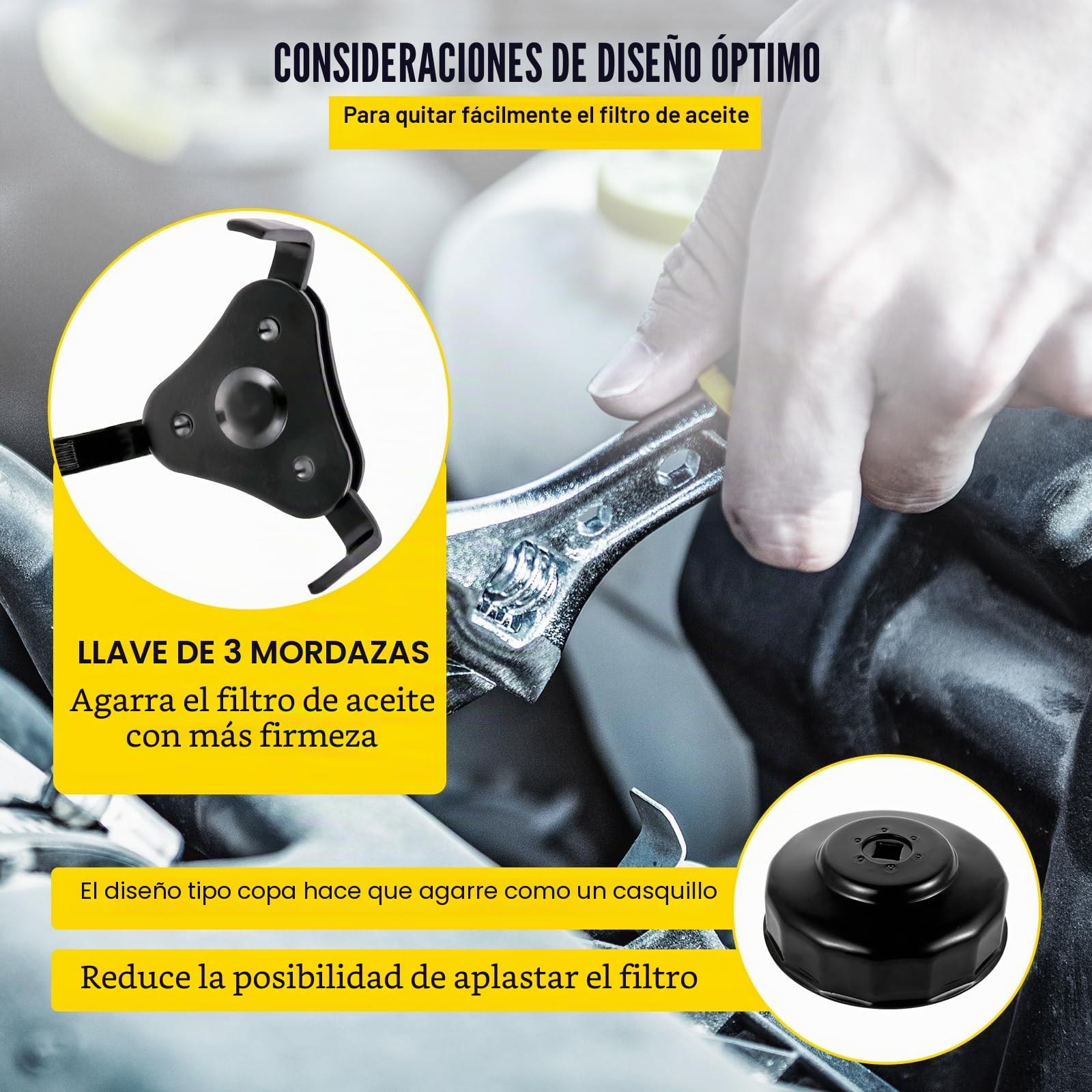 VEVOR Juego de Vasos para Filtro de Aceite 30 Piezas Juego de Llaves de Filtro de Aceite de Acero Perfil Bajo con Cabeza de 3/8" con Estuche para Quitar e Instalar Tapa del Filtro de Combustible