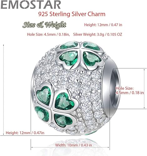 Miniatura 2 de Juego de dijes de trébol de la suerte que se adapta a collar de pulsera Pandora, abalorios colgantes de flores de cuatro pétalos y dijes de trébol