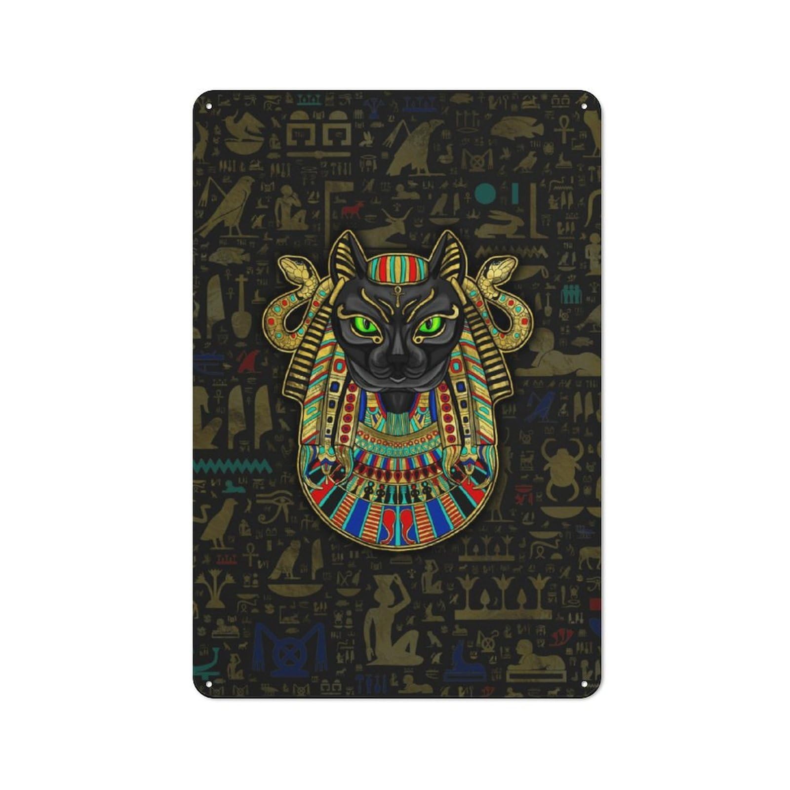 Junmoney Bastet Egyptian Goddess Tin Sign 30X20cm With For Home Bar Wall, Retro Decor, Suited To Home Bar Decor Fans