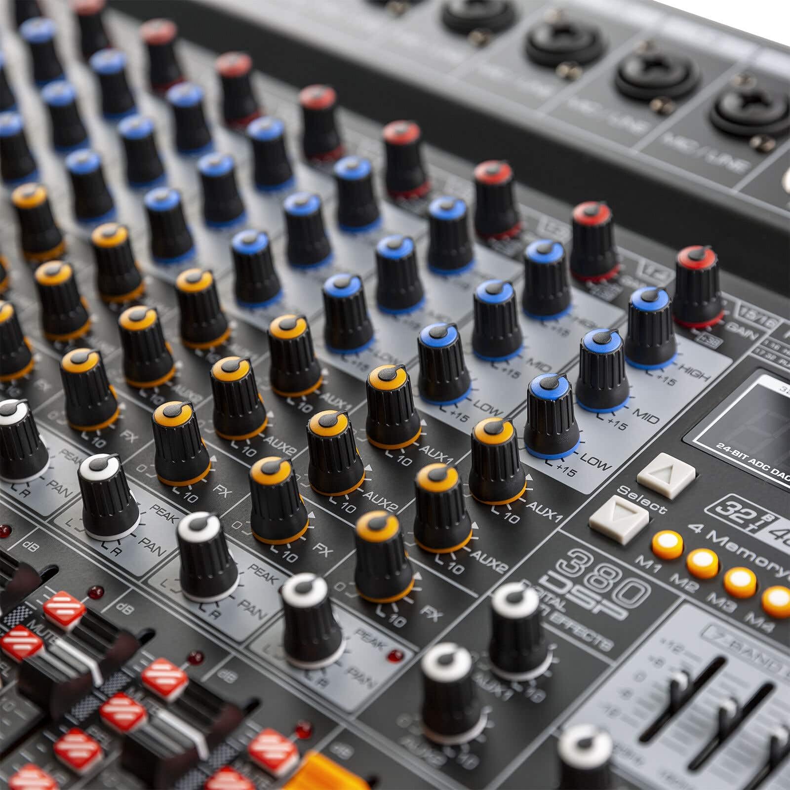 Power Dynamics PDM-T1604 Console de Mixage 16 Canaux - avec Streaming Bluetooth, Egaliseur Graphique 7 Bandes, MP3, Sortie USB, Sortie Casque Jack 6,35mm, Idéal pour Studio d'Enregistrement