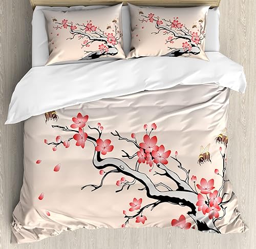 Miniatura 77 de Ambesonne - Funda de edredón multicolor disponible en tres tamaños y en diferentes colores, Tela, Beige, King