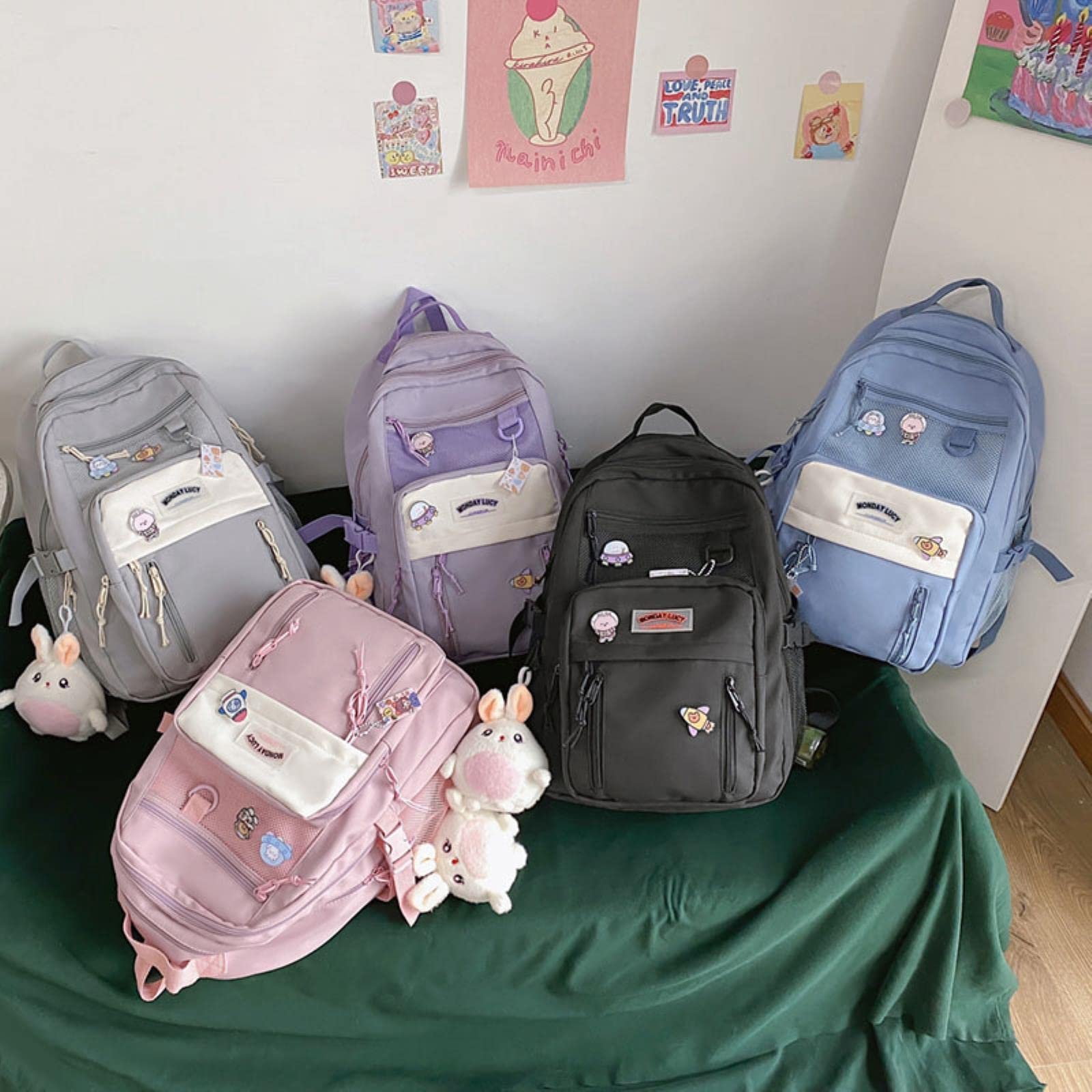 mochila escolar,mochila casual, Mochila escolar de nailon for mujer, estilo universitario, mochila escolar pura for adolescentes, bonita mochila de viaje informal