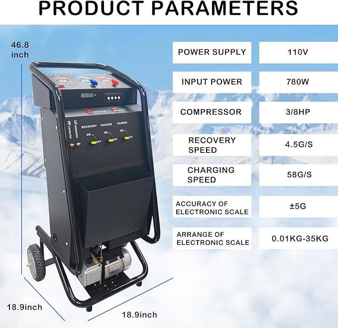 Máquina Automática de Recuperación y Recarga de Refrigerante 110V miniatura 2