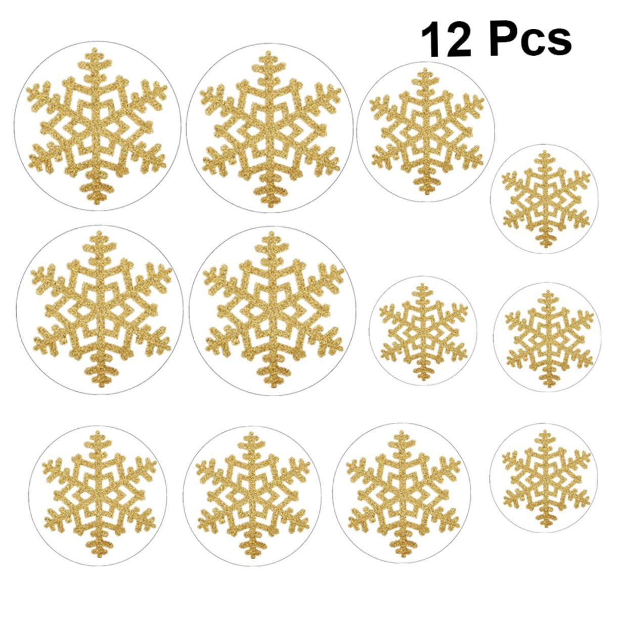 STOBAZA 36 Piezas Pegatina Autoadhesiva Redonda Decoración Dorada Decoraciones De Copos De Nieve Calcomanías Navideñas Para El Piso Resplandecer Pegatinas Piso De Navidad Pegatinas Golden