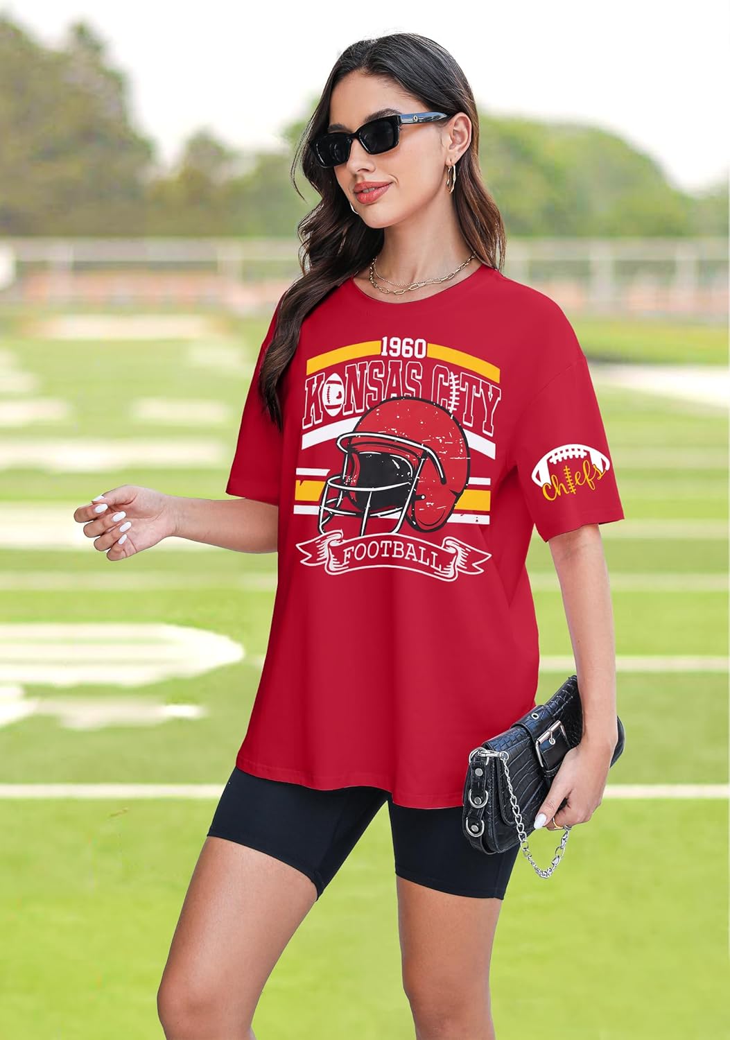 Football Shirt Women Game Day Shirts Football Season Number 87 Shirt Casual Season Short Sleeve Tops - Image 3
