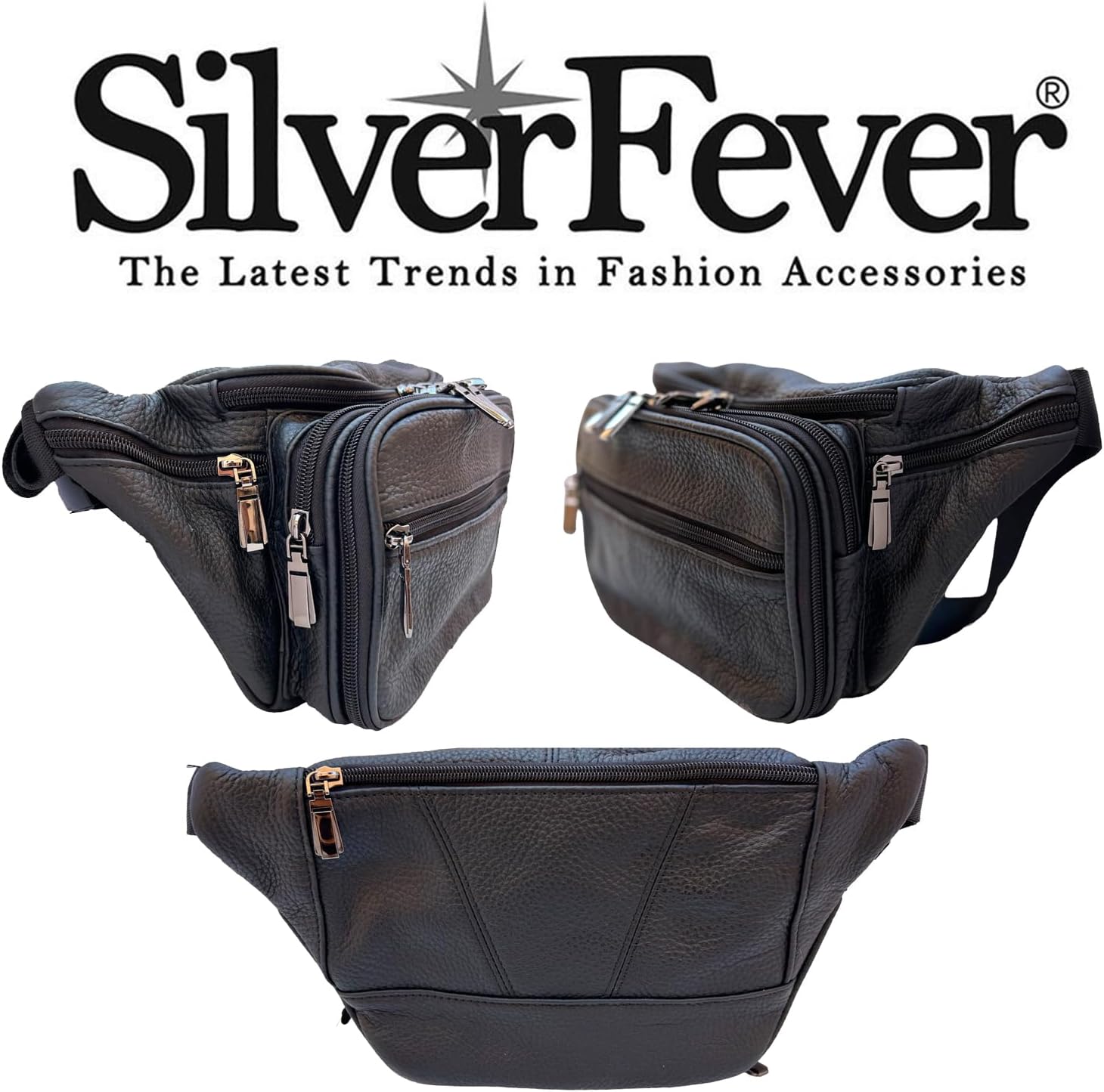Genuine Leather Fanny Pack Crossbody Sling Bag for Men Women Large Roomy Organizer w RFID Built In Wallet & Phone Pockets.