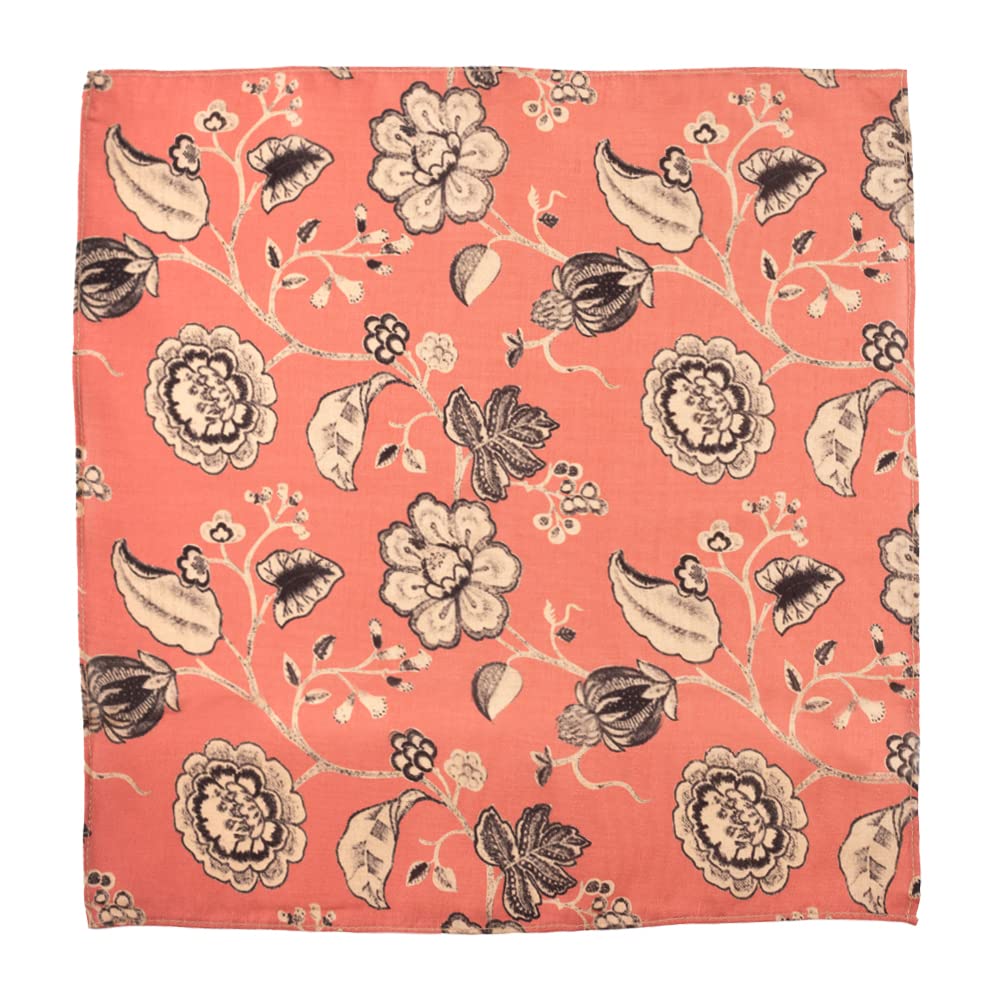 the tie hub Pink With Black Floral Polyester Pocket Square for Men-picture-34